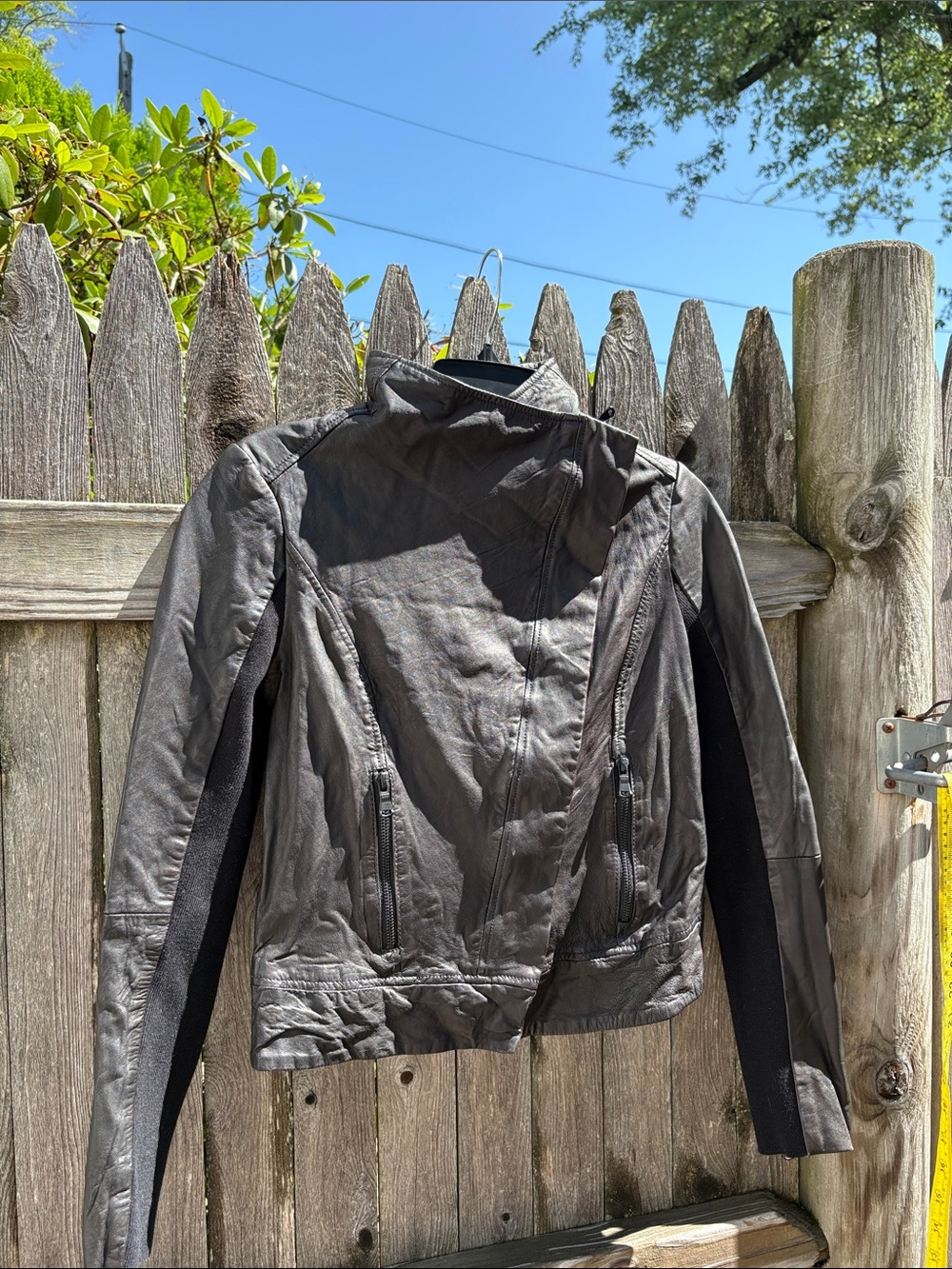 Trouvé small leather asymmetric jacket!
